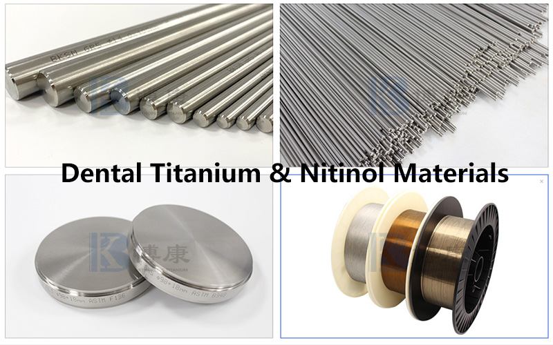 Titanium- en nitinolmaterialen voor tandheelkunde voor implantaat- en herstellende toepassingen